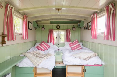 Two single beds at night